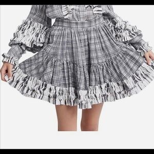 NWOT! AJE Memento Black White Plaid Mini Skirt Size 8